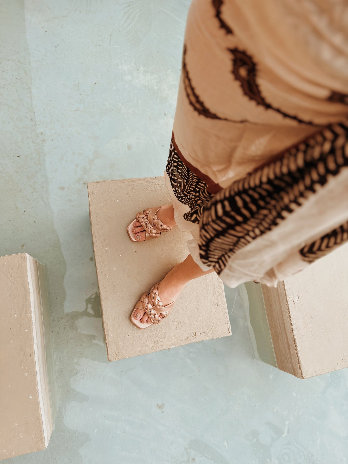 Rose Gold Leather Sandals Atena